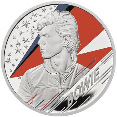 A picture of a 1 oz David Bowie Silver Coin (2020)